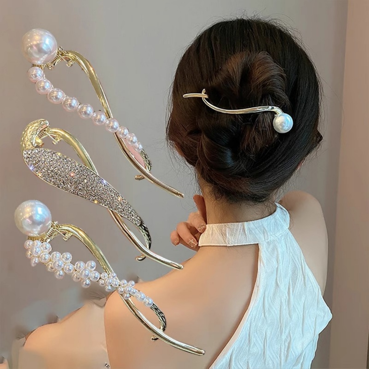 Korean Girls Lifestyle - Zarif Glitter inci saç tokası kadınlar