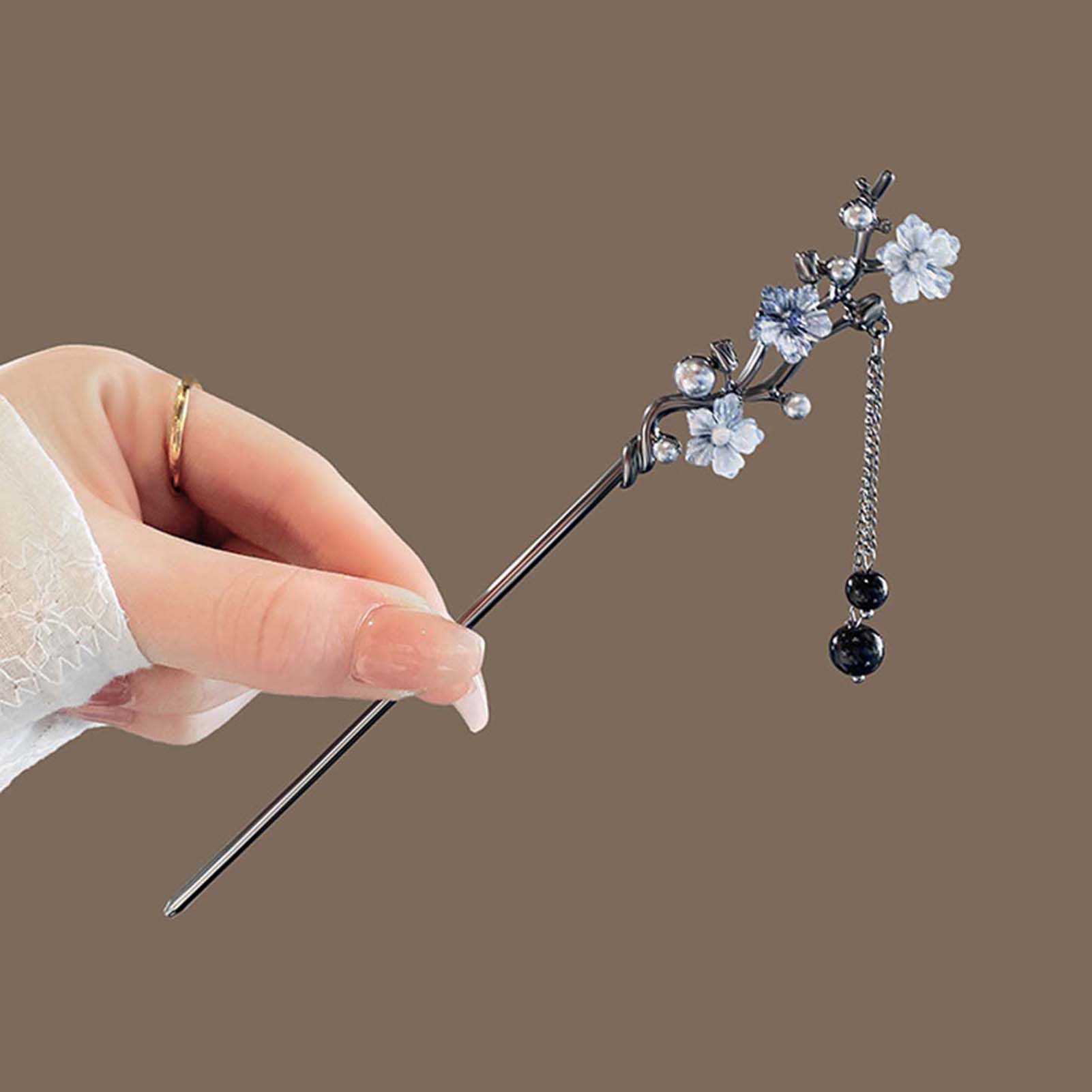 Hanbok Hair Pin - Çin Tarzı Saç Çubukları Siyah Metal