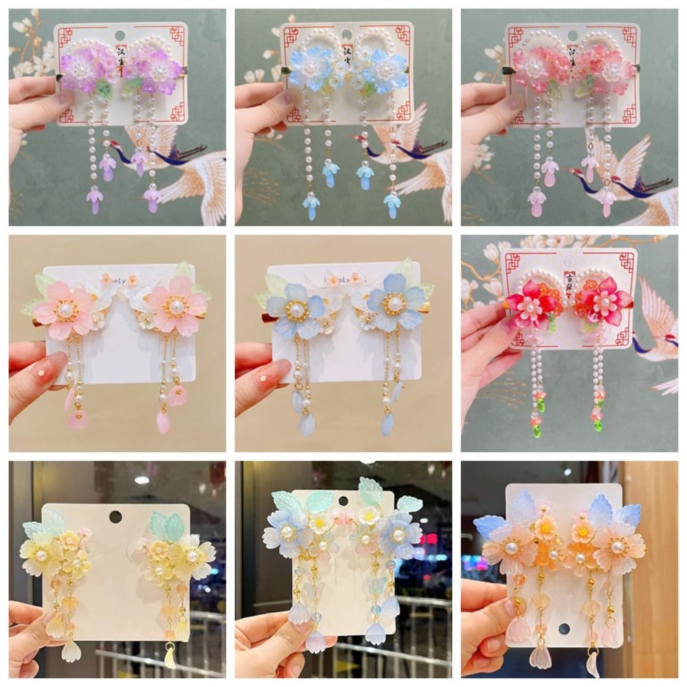 Hanbok Hair Pin - Moda Pembe Saç Tokası Çiçek Püskül