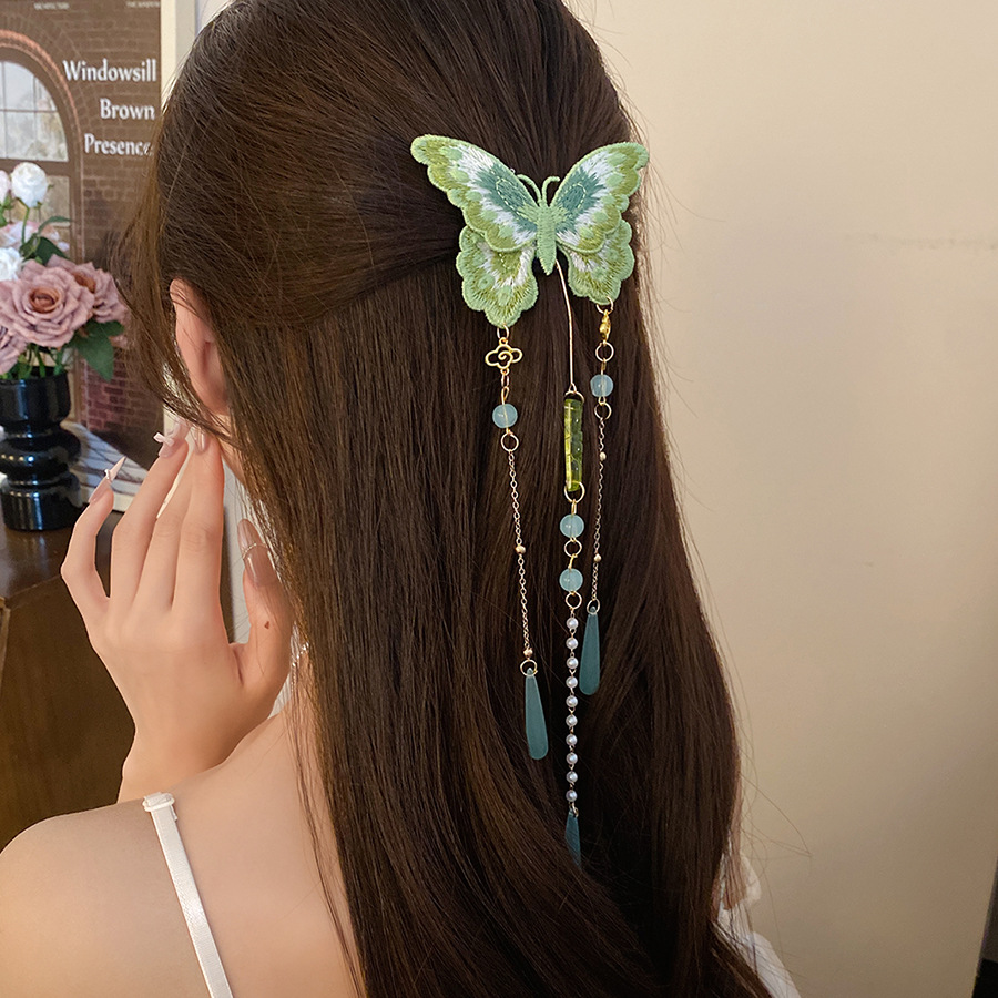 Yeşil İşlemeli Kelebek Saç Kli - Hanbok Hair Pin incelemesi ve fiyatı