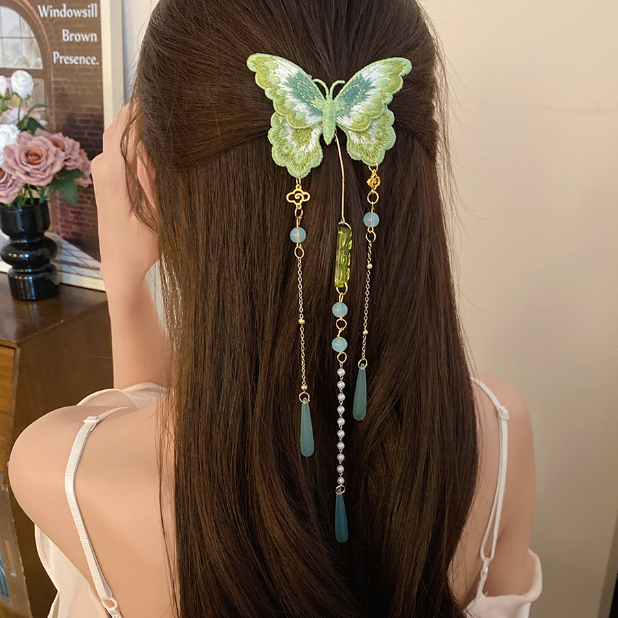 Yeşil İşlemeli Kelebek Saç Kli - Hanbok Hair Pin incelemesi ve fiyatı